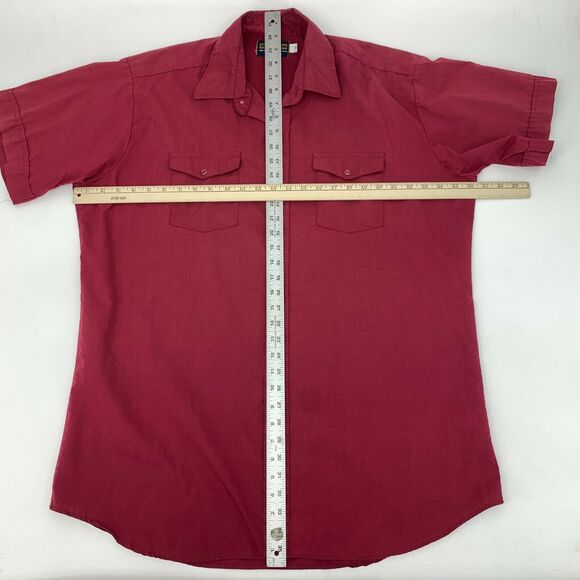 Vintage Panhandle Slim Shirt Mens 18 Red Short Sleeve Pearl Snap Button Western - Picture 5 of 8